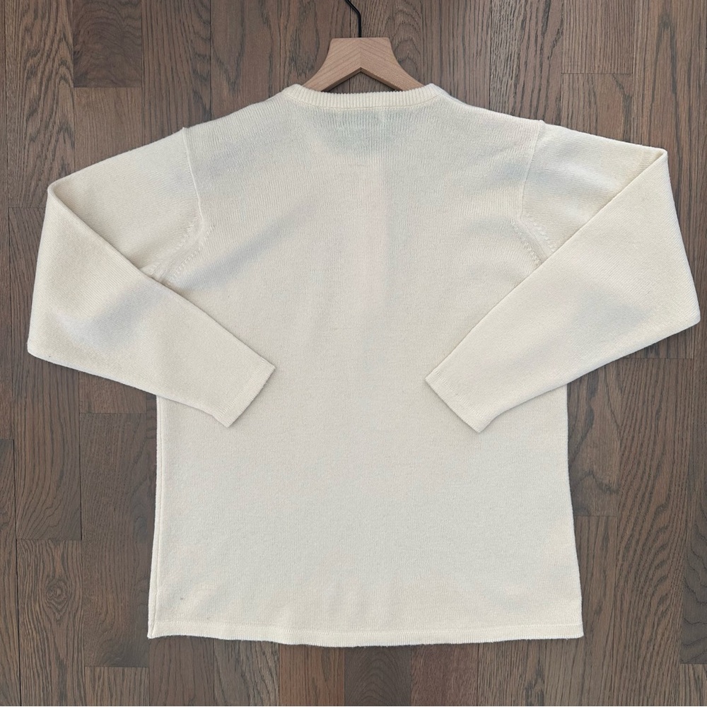 Vintage L.L. Bean Made in Scotland 100% Wool Henley Crew Sweater Medium - Picture 8 of 9